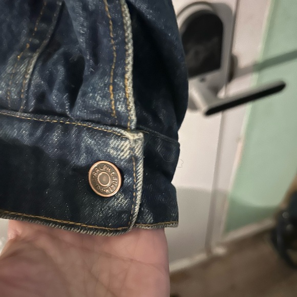 Ralph Lauren Blue Denim Jacket with Brown Collar - Picture 4 of 9